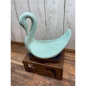 Vintage Turqoise Ceramic Swan Vanity Towel Holder Bathroom Countertop Guest